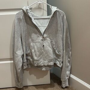 Half zip heathered grey scuba sweatshirt